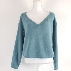 NEW!! Urban Outfitters BDG Long Sleeve Bolue Crop Top Shirt Womens Medium